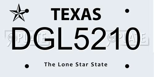 DGL5210 Texas License Plate