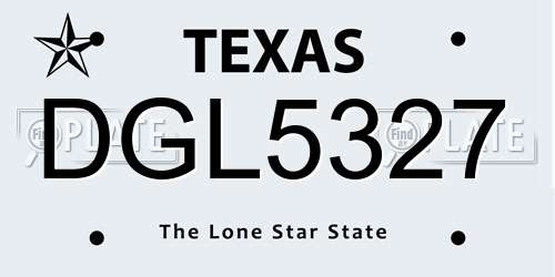 DGL5327 Texas License Plate