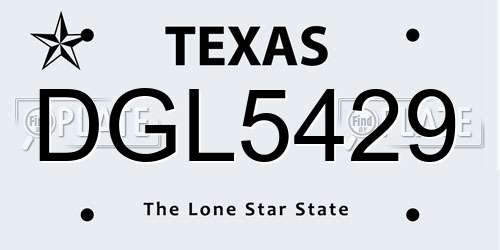 DGL5429 Texas License Plate