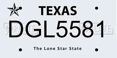 DGL5581 Texas License Plate