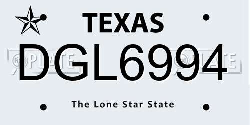 DGL6994 Texas License Plate
