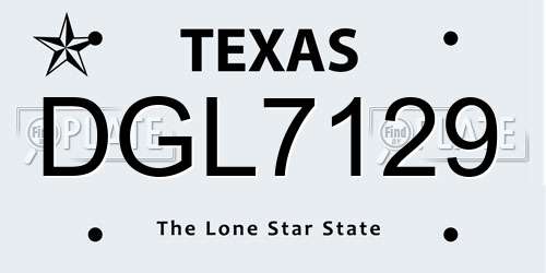 DGL7129 Texas License Plate