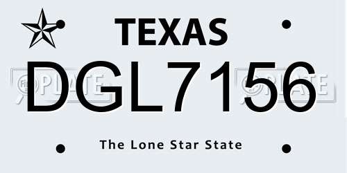 DGL7156 Texas License Plate