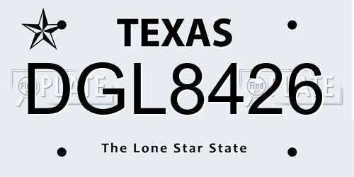 DGL8426 Texas License Plate
