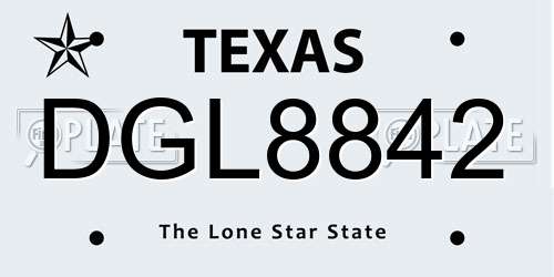 DGL8842 Texas License Plate