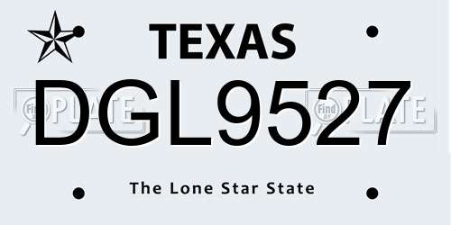 DGL9527 Texas License Plate