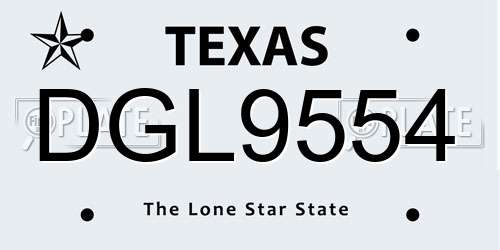 DGL9554 Texas License Plate