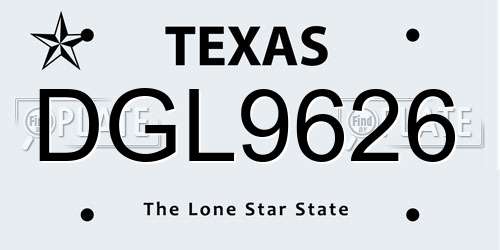 DGL9626 Texas License Plate