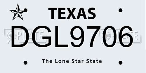DGL9706 Texas License Plate