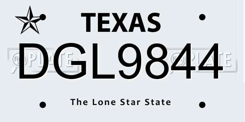 DGL9844 Texas License Plate