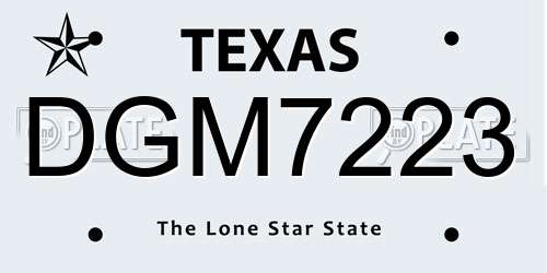 DGM7223 Texas License Plate