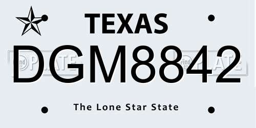 DGM8842 Texas License Plate