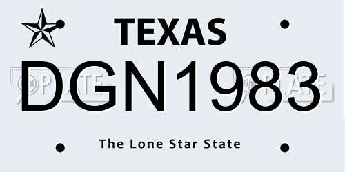 DGN1983 Texas License Plate