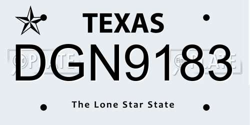 DGN9183 Texas License Plate