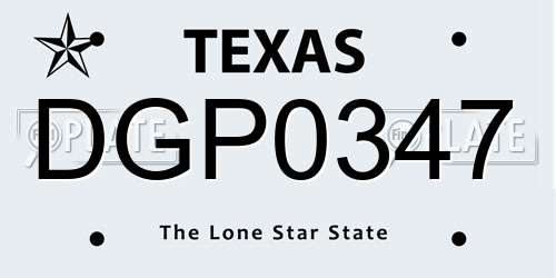 DGP0347 Texas License Plate