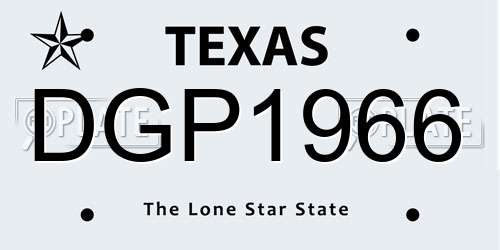 DGP1966 Texas License Plate