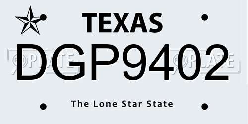 DGP9402 Texas License Plate