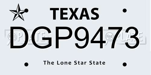 DGP9473 Texas License Plate