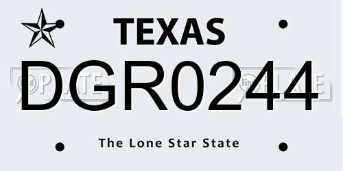 DGR0244 Texas License Plate