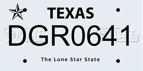 DGR0641 Texas License Plate