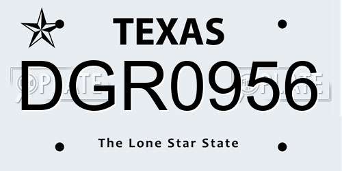DGR0956 Texas License Plate