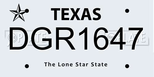 DGR1647 Texas License Plate