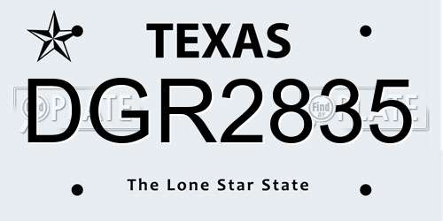 DGR2835 Texas License Plate