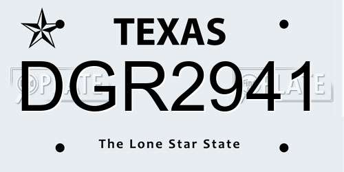 DGR2941 Texas License Plate