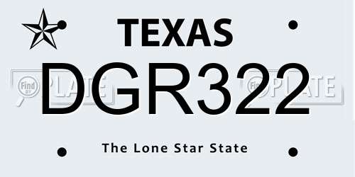 DGR322 Texas License Plate