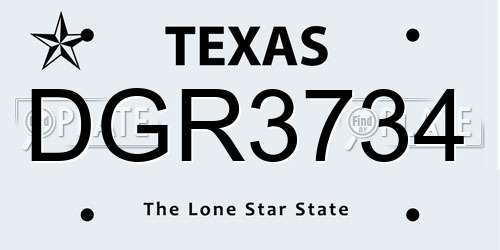 DGR3734 Texas License Plate