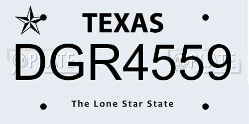DGR4559 Texas License Plate