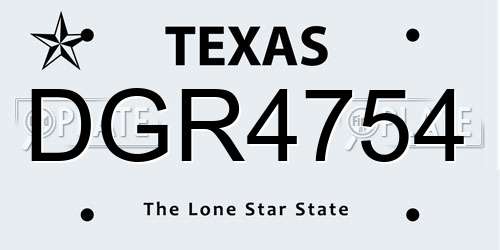 DGR4754 Texas License Plate