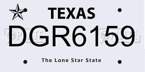 DGR6159 Texas License Plate