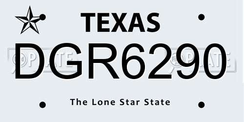 DGR6290 Texas License Plate