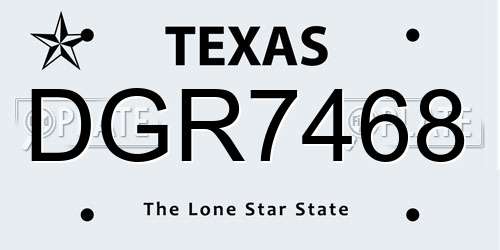 DGR7468 Texas License Plate