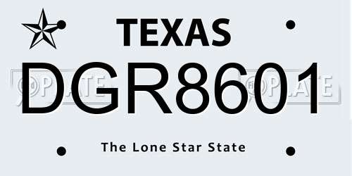 DGR8601 Texas License Plate