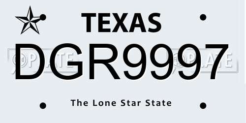 DGR9997 Texas License Plate