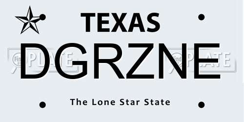 DGRZNE Texas License Plate