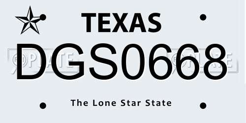DGS0668 Texas License Plate