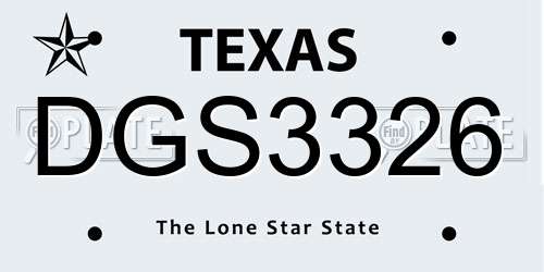 DGS3326 Texas License Plate