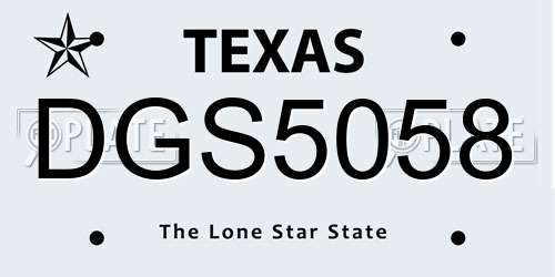 DGS5058 Texas License Plate