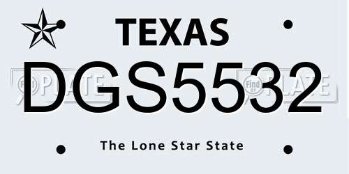 DGS5532 Texas License Plate