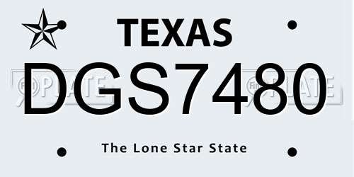 DGS7480 Texas License Plate