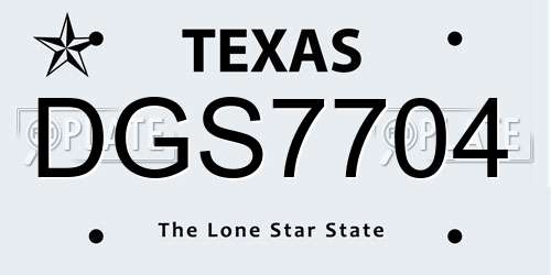 DGS7704 Texas License Plate