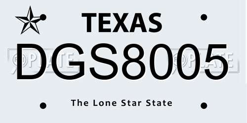 DGS8005 Texas License Plate