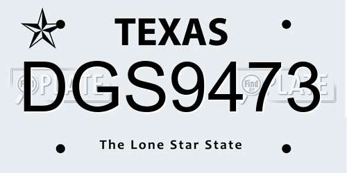 DGS9473 Texas License Plate