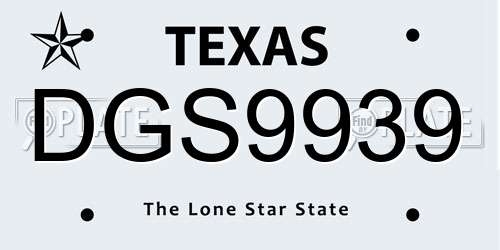 DGS9939 Texas License Plate