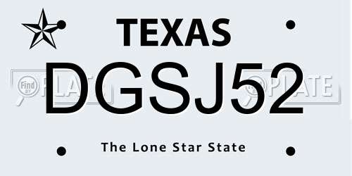 DGSJ52 Texas License Plate