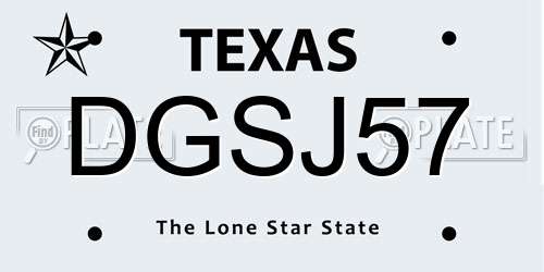 DGSJ57 Texas License Plate