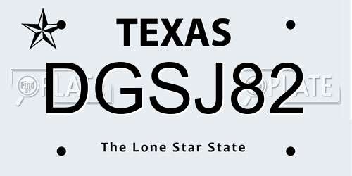 DGSJ82 Texas License Plate